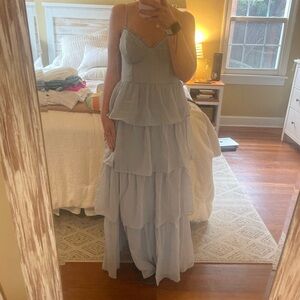 NWT Ice Blue Birdy Grey Ruffles Bridesmaid Dress